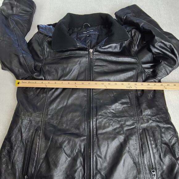 Jones New York women's genuine leather hooded jacket Sz 1X Matrix Dark feminine - Picture 4 of 11